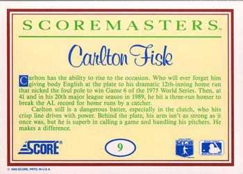 1989 Score Scoremasters #9 Carlton Fisk Back
