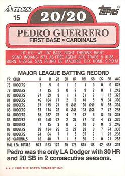 1989 Topps Ames 20/20 Club #15 Pedro Guerrero Back