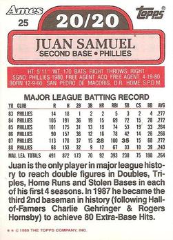 1989 Topps Ames 20/20 Club #25 Juan Samuel Back