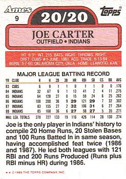 1989 Topps Ames 20/20 Club #9 Joe Carter Back