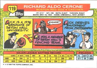 1989 Topps Big #119 Rick Cerone Back