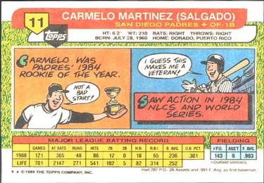 1989 Topps Big #11 Carmelo Martinez Back