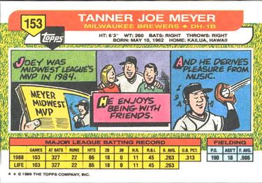 1989 Topps Big #153 Joey Meyer Back