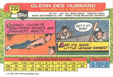 1989 Topps Big #232 Glenn Hubbard Back