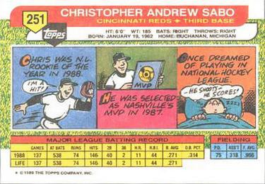 1989 Topps Big #251 Chris Sabo Back