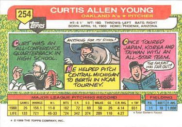 1989 Topps Big #254 Curt Young Back