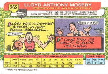 1989 Topps Big #262 Lloyd Moseby Back