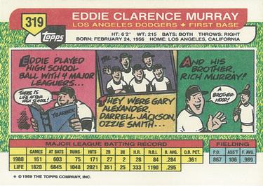 1989 Topps Big #319 Eddie Murray Back