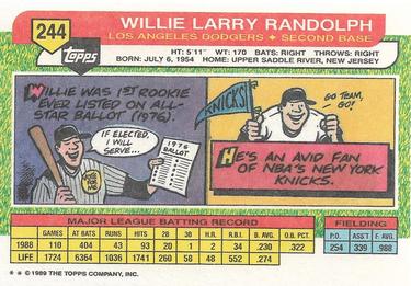 1989 Topps Big #244 Willie Randolph Back