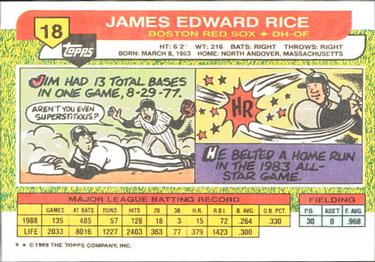 1989 Topps Big #18 Jim Rice Back
