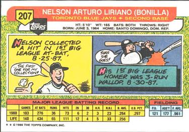 1989 Topps Big #207 Nelson Liriano Back