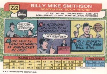 1989 Topps Big #222 Mike Smithson Back