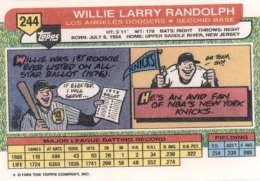 1989 Topps Big #244 Willie Randolph Back