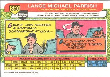 1989 Topps Big #250 Lance Parrish Back