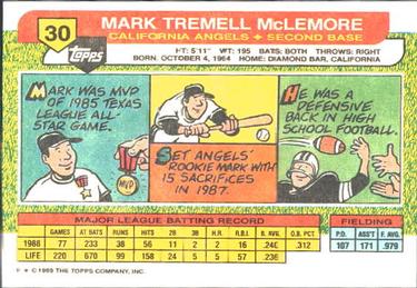 1989 Topps Big #30 Mark McLemore Back