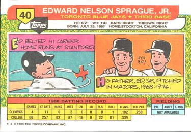 1989 Topps Big #40 Ed Sprague Back