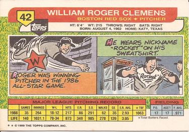 1989 Topps Big #42 Roger Clemens Back