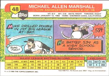1989 Topps Big #48 Mike Marshall Back