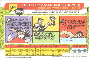 1989 Topps Big #84 Fred Manrique Back