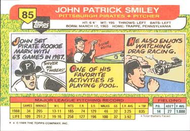 1989 Topps Big #85 John Smiley Back