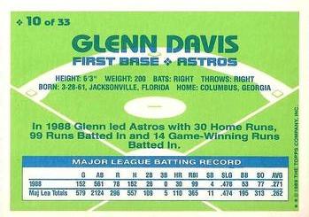 1989 Topps Hills Team MVP's #10 Glenn Davis Back