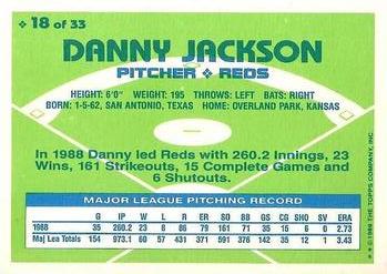 1989 Topps Hills Team MVP's #18 Danny Jackson Back