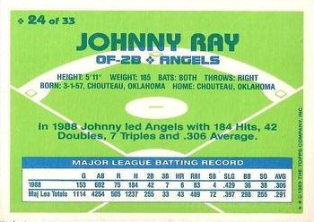 1989 Topps Hills Team MVP's #24 Johnny Ray Back