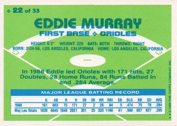 1989 Topps Hills Team MVP's #22 Eddie Murray Back