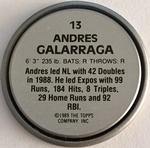1989 Topps Coins #13 Andres Galarraga Back