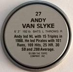 1989 Topps Coins #27 Andy Van Slyke Back