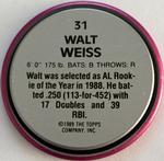 1989 Topps Coins #31 Walt Weiss Back