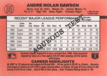 1990 Donruss Aqueous Test #223 Andre Dawson Back
