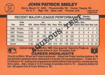 1990 Donruss Aqueous Test #54 John Smiley Back
