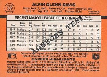 1990 Donruss Aqueous Test #109 Alvin Davis Back