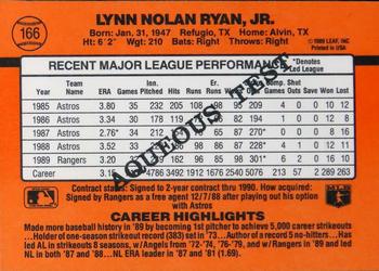 1990 Donruss Aqueous Test #166 Nolan Ryan Back