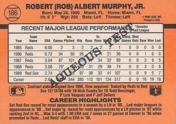 1990 Donruss Aqueous Test #186 Rob Murphy Back