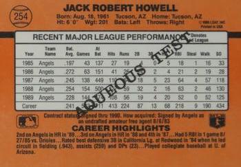 1990 Donruss Aqueous Test #254 Jack Howell Back