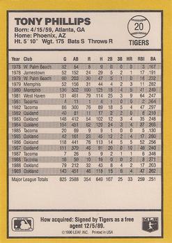 1990 Donruss Best of the AL #20 Tony Phillips Back