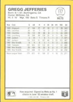 1990 Donruss Best of the NL #117 Gregg Jefferies Back