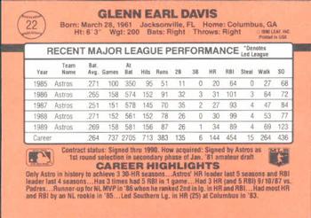 1990 Donruss Learning Series #22 Glenn Davis Back