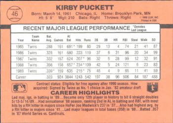 1990 Donruss Learning Series #46 Kirby Puckett Back