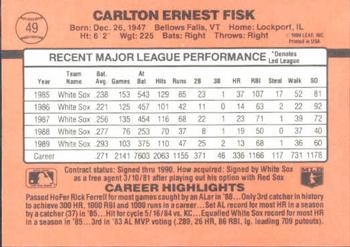 1990 Donruss Learning Series #49 Carlton Fisk Back