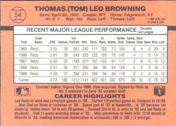 1990 Donruss Learning Series #54 Tom Browning Back