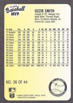 1990 Fleer Baseball MVPs #36 Ozzie Smith Back