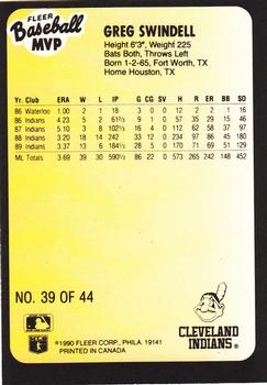 1990 Fleer Baseball MVPs #39 Greg Swindell Back