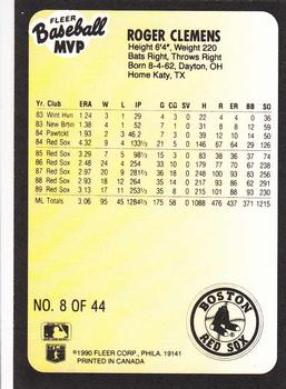 1990 Fleer Baseball MVPs #8 Roger Clemens Back