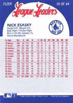 1990 Fleer League Leaders #10 Nick Esasky Back