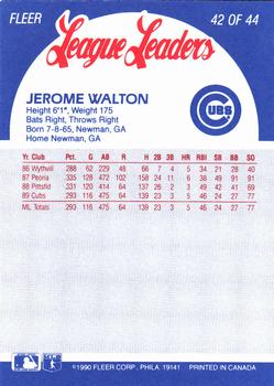 1990 Fleer League Leaders #42 Jerome Walton Back