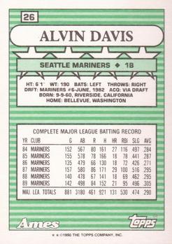 1990 Topps Ames All-Stars #26 Alvin Davis Back