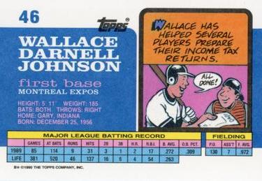 1990 Topps Big #46 Wallace Johnson Back